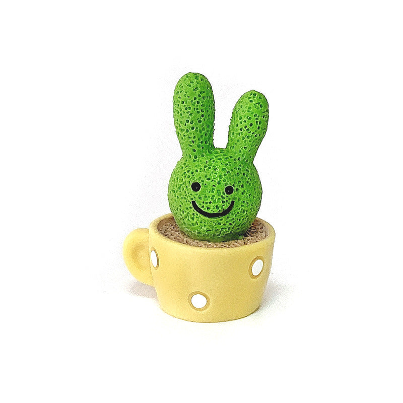 Cute shaking his head spring car ornaments animal cactus small potted resin ornaments cake baking decorations