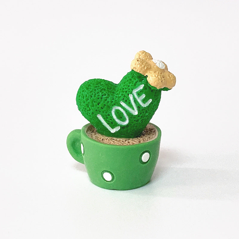 Cute shaking his head spring car ornaments animal cactus small potted resin ornaments cake baking decorations