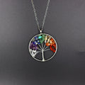 7-color aura natural stone crystal gravel fortune tree hand-wound tree of life pendant necklace jewelry