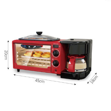 Household three-in-one coffee oven toaster multi-functional automatic toaster oven mini electric oven omelette