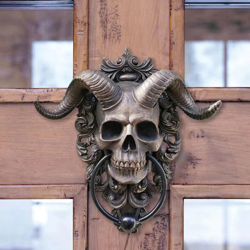 Cross-border Independence Station Resin Ornament Punk Satan Skull Sheep Head Wall Decoration Pendant Handicraft European and American Manufacturers