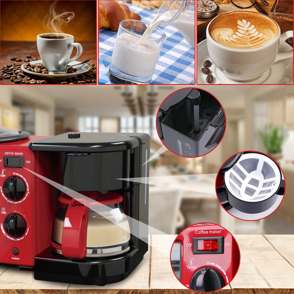 Household three-in-one coffee oven toaster multi-functional automatic toaster oven mini electric oven omelette