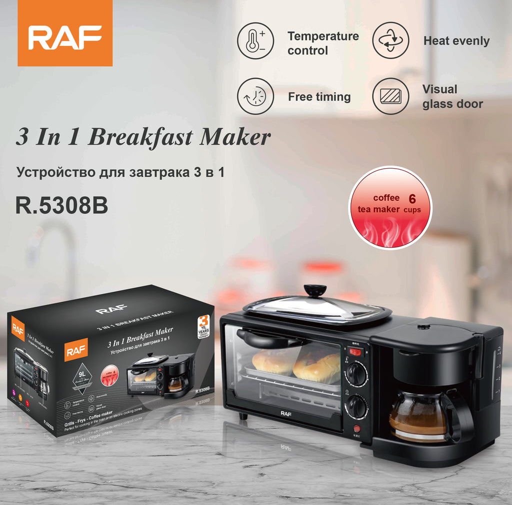 Household three-in-one coffee oven toaster multi-functional automatic toaster oven mini electric oven omelette