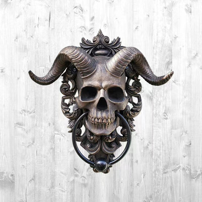 Cross-border Independence Station Resin Ornament Punk Satan Skull Sheep Head Wall Decoration Pendant Handicraft European and American Manufacturers