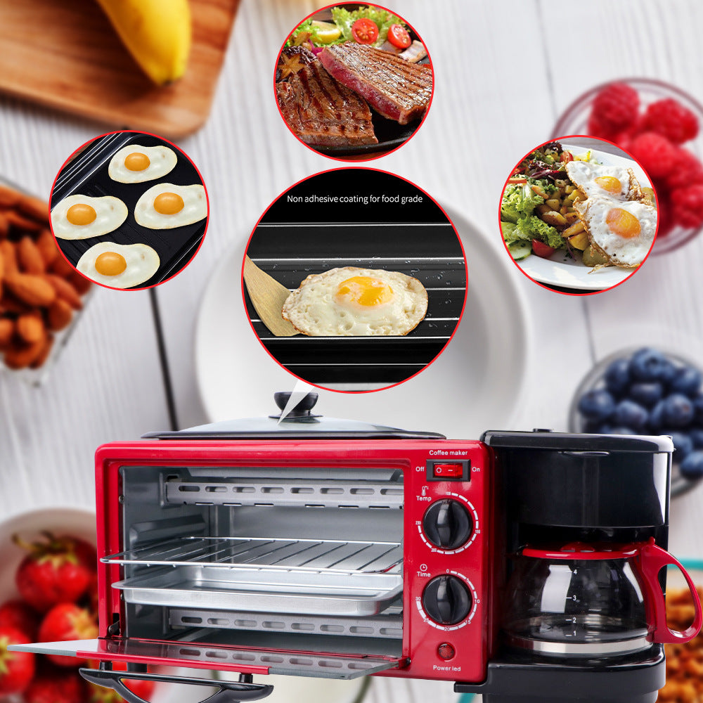 Household three-in-one coffee oven toaster multi-functional automatic toaster oven mini electric oven omelette